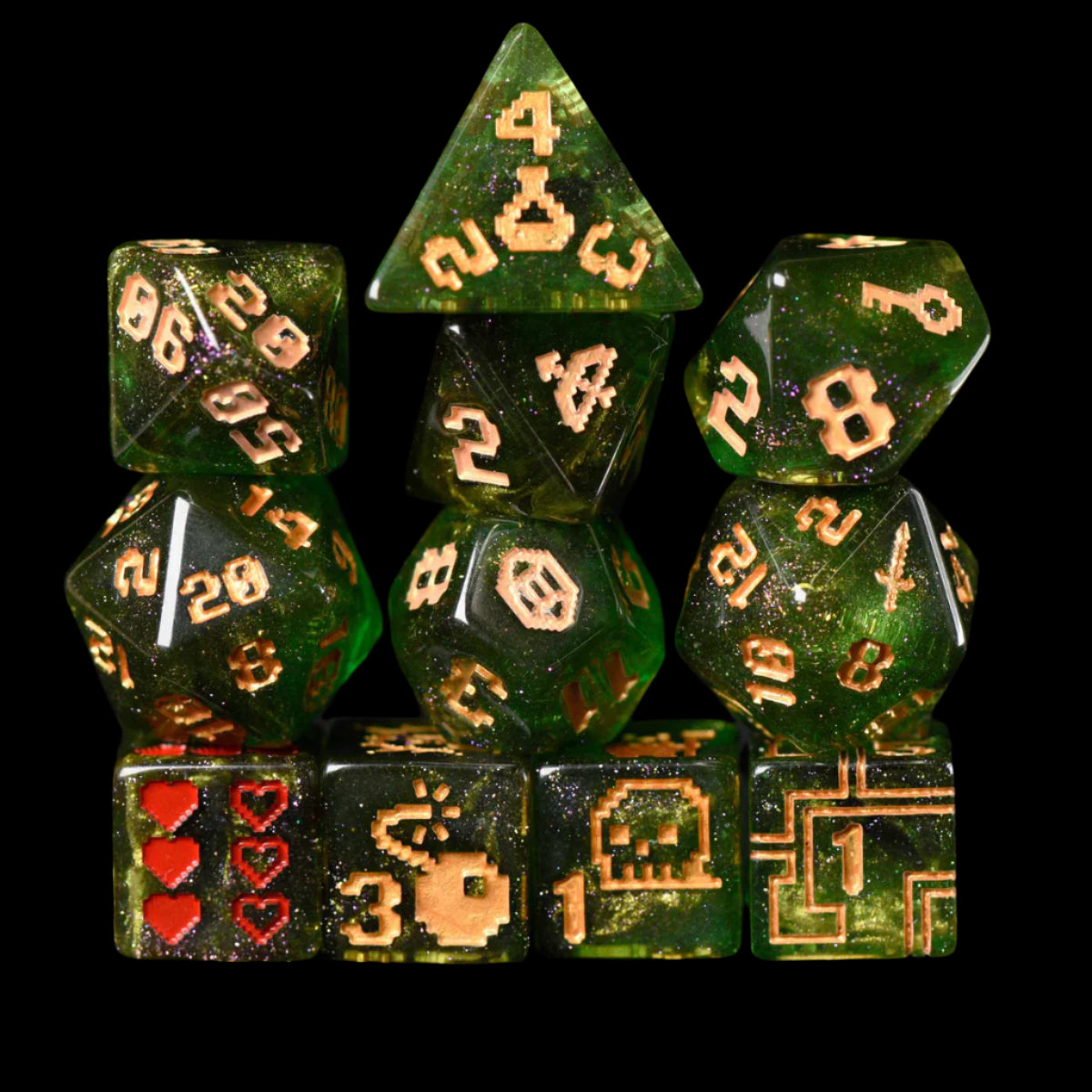 8BIT Quest Dice Set (11 Dice + Poker Chip)