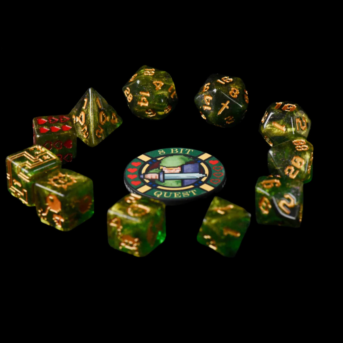 8BIT Quest Dice Set (11 Dice + Poker Chip)