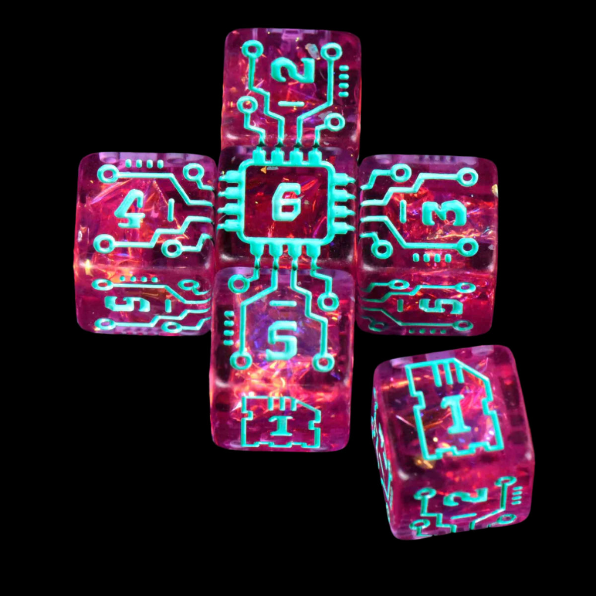 Cyberpunk Dice Set (11 Dice + Poker Chip)