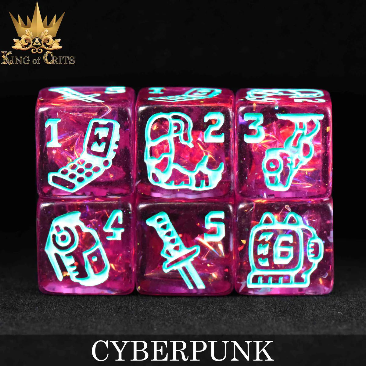 Cyberpunk Dice Set (11 Dice + Poker Chip)