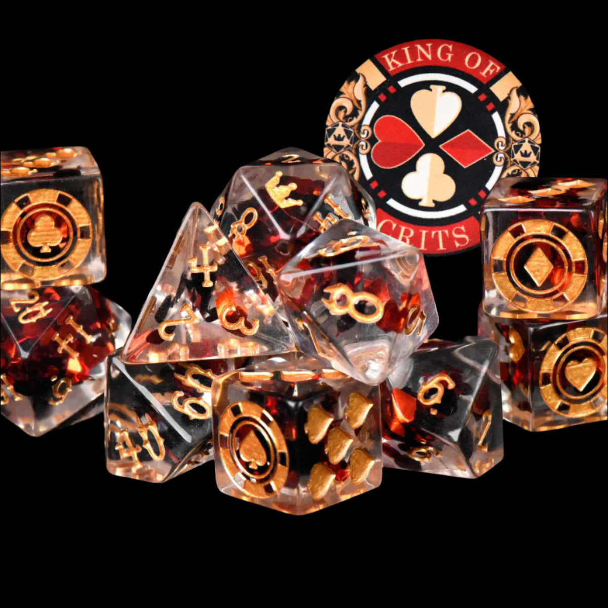King of Crits Dice Set (11 Dice + Poker Chip)