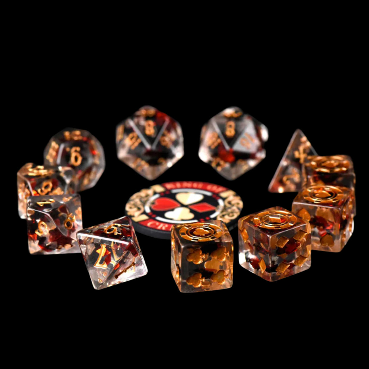 King of Crits Dice Set (11 Dice + Poker Chip)