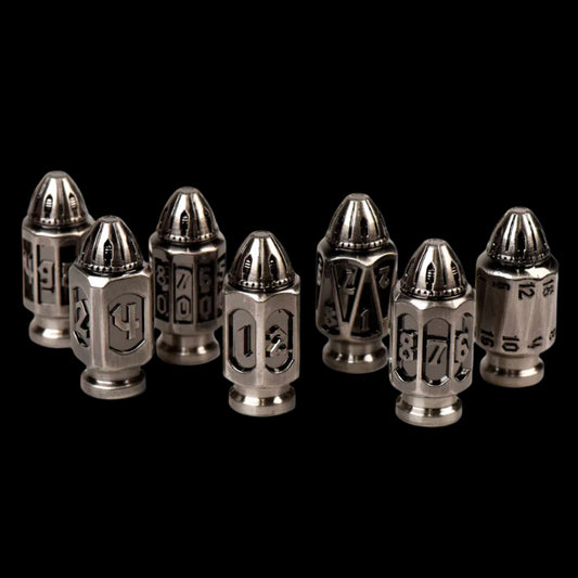 7 Shooter Iron Dice Set (7 Dice + Magazine Storage Box)