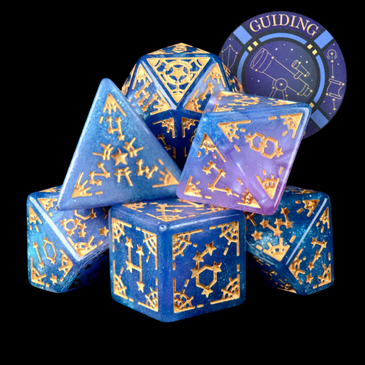 Guiding Stars Dice Set (7 Dice + Poker Chip)