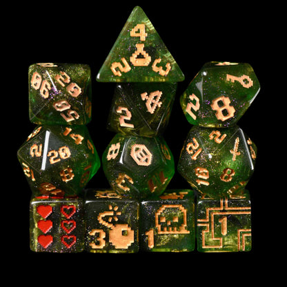 8BIT Quest Dice Set (11 Dice + Poker Chip)