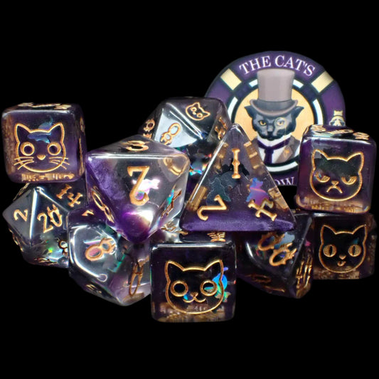The Cat’s Meow Dice Set (11 Dice + Poker Chip)