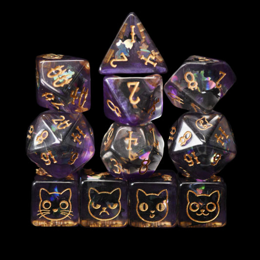 The Cat’s Meow Dice Set (11 Dice + Poker Chip)
