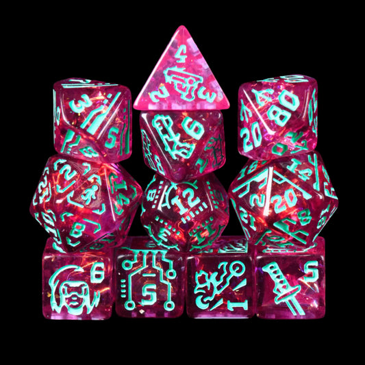Cyberpunk Dice Set (11 Dice + Poker Chip)