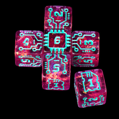 Cyberpunk Dice Set (11 Dice + Poker Chip)