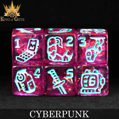 Cyberpunk Dice Set (11 Dice + Poker Chip)