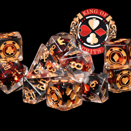 King of Crits Dice Set (11 Dice + Poker Chip)