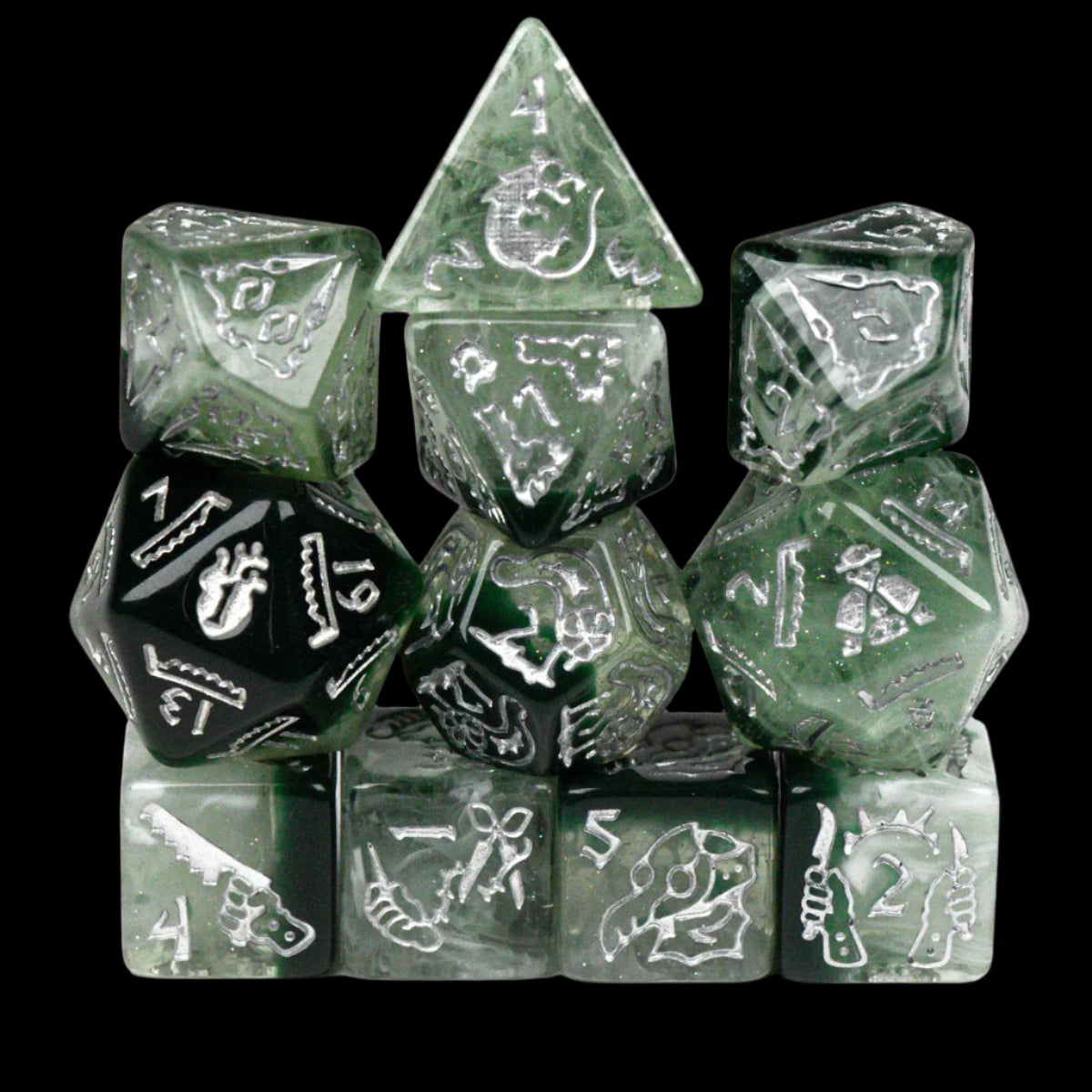 Plague Doctor Dice Set (11 Dice + Poker Chip)