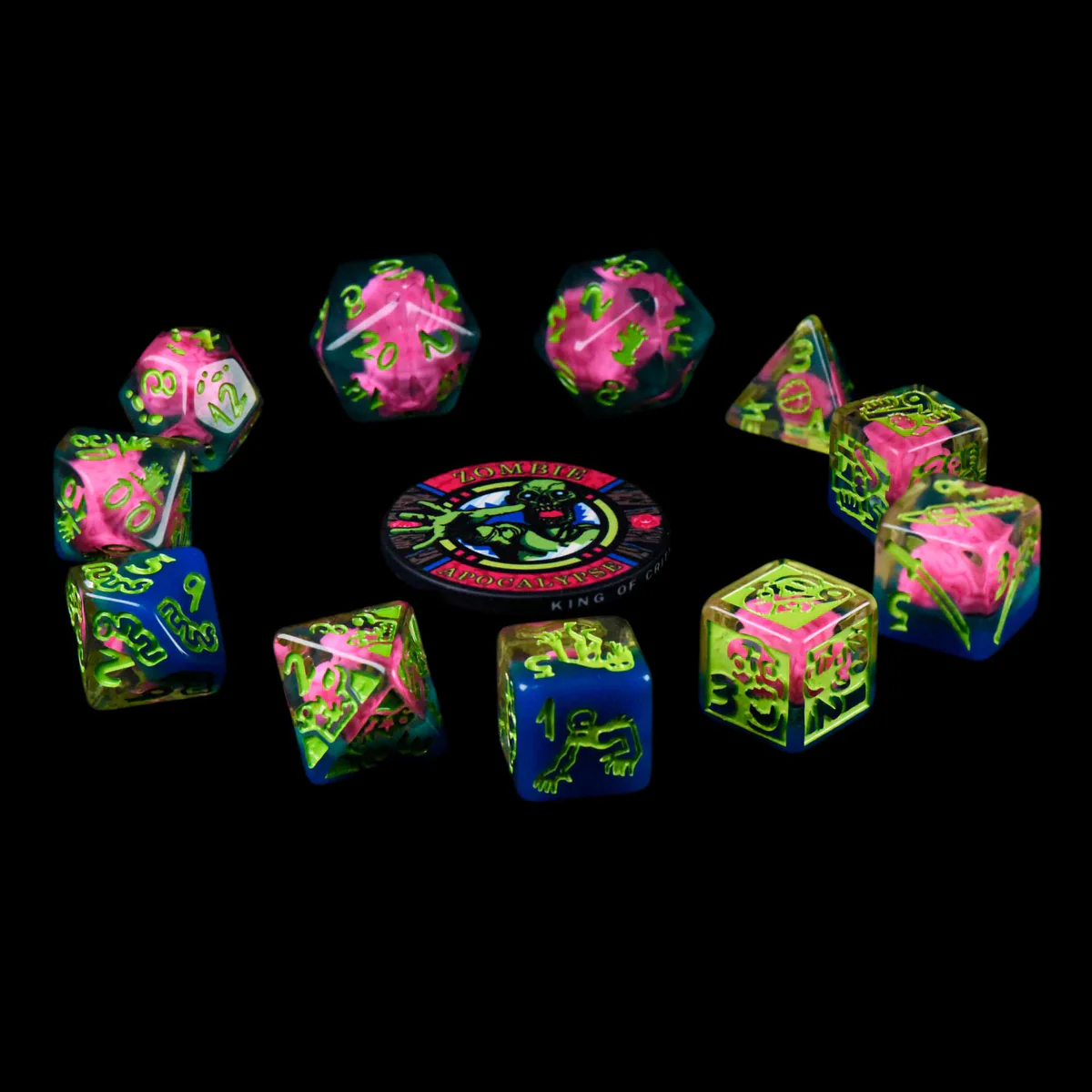 Zombie Apocalypse Dice Set (11 Dice + Poker Chip)